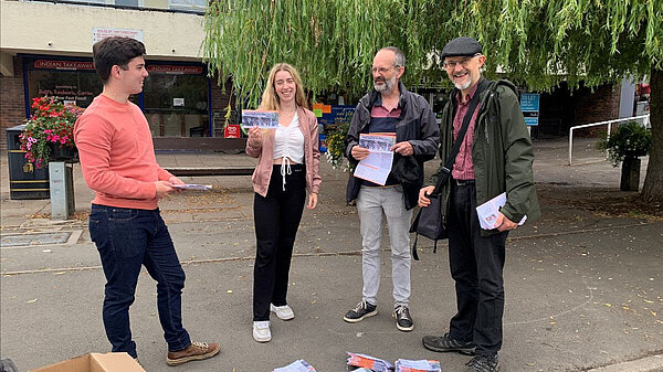 Alex Wagner, Imogen Fawcett, David Vasmer & Ben Jephcott campaigning against counil waster