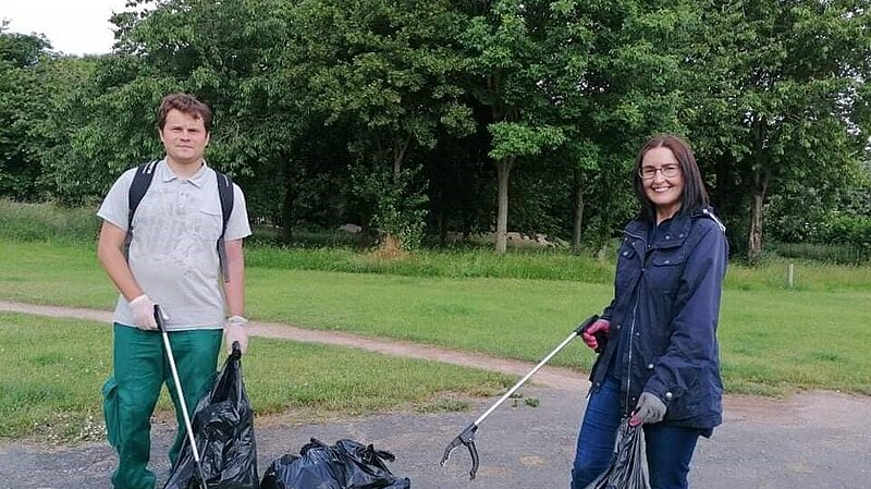 Adam Fejfer & Mary Davies litter picking