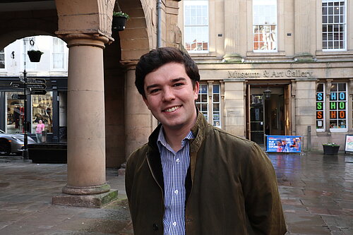 Cllr Alex Wagner in front of the Museum as he welcomes 'bold and innovative' Movement Strategy proposals